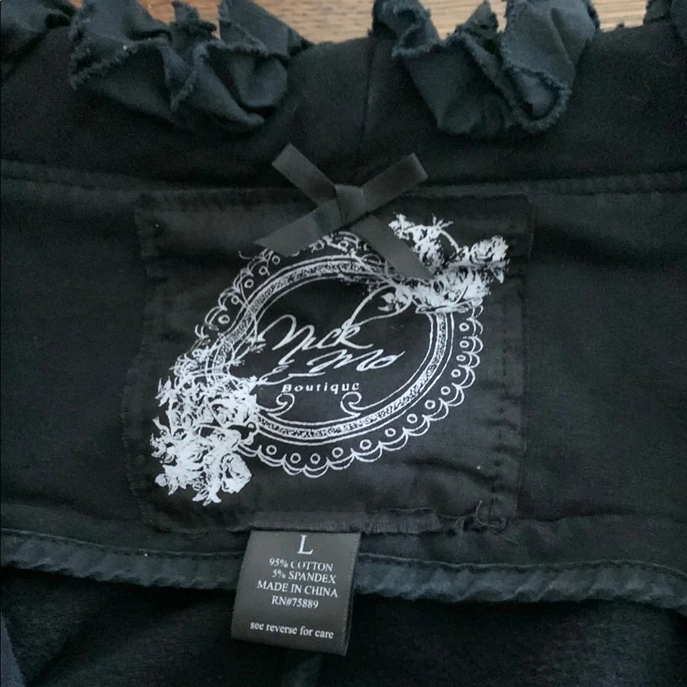 Moa Moa  Black Cropped Blazer with Ruffled Collar - Picture 3 of 5